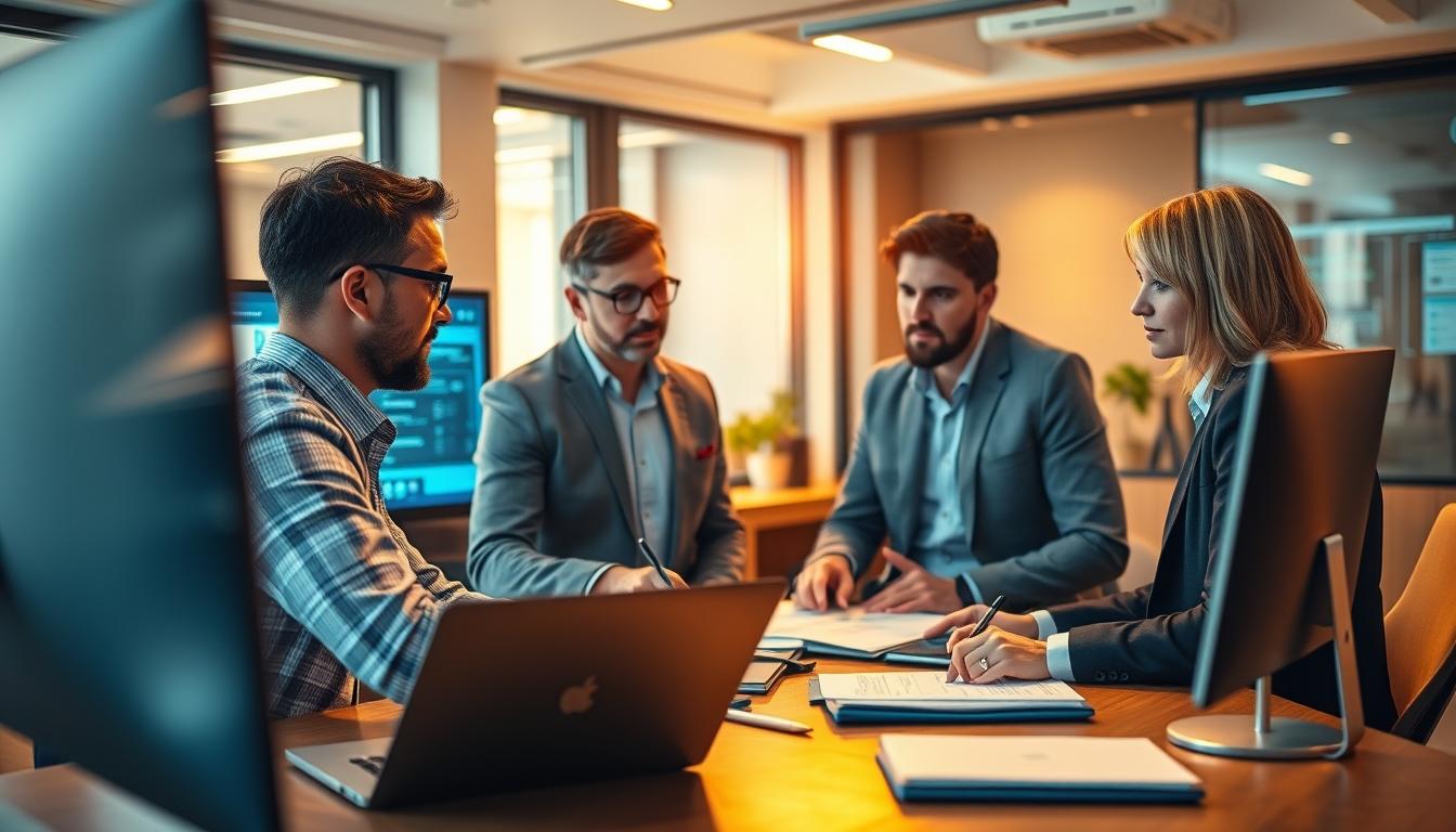 AI software company team and business technology strategy